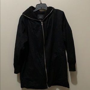 FOREVER 21 Black Sherpa lined long coat jacket